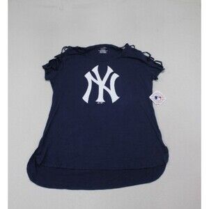 New York Yankees Women Blue Top Majestic Casual Size XXL